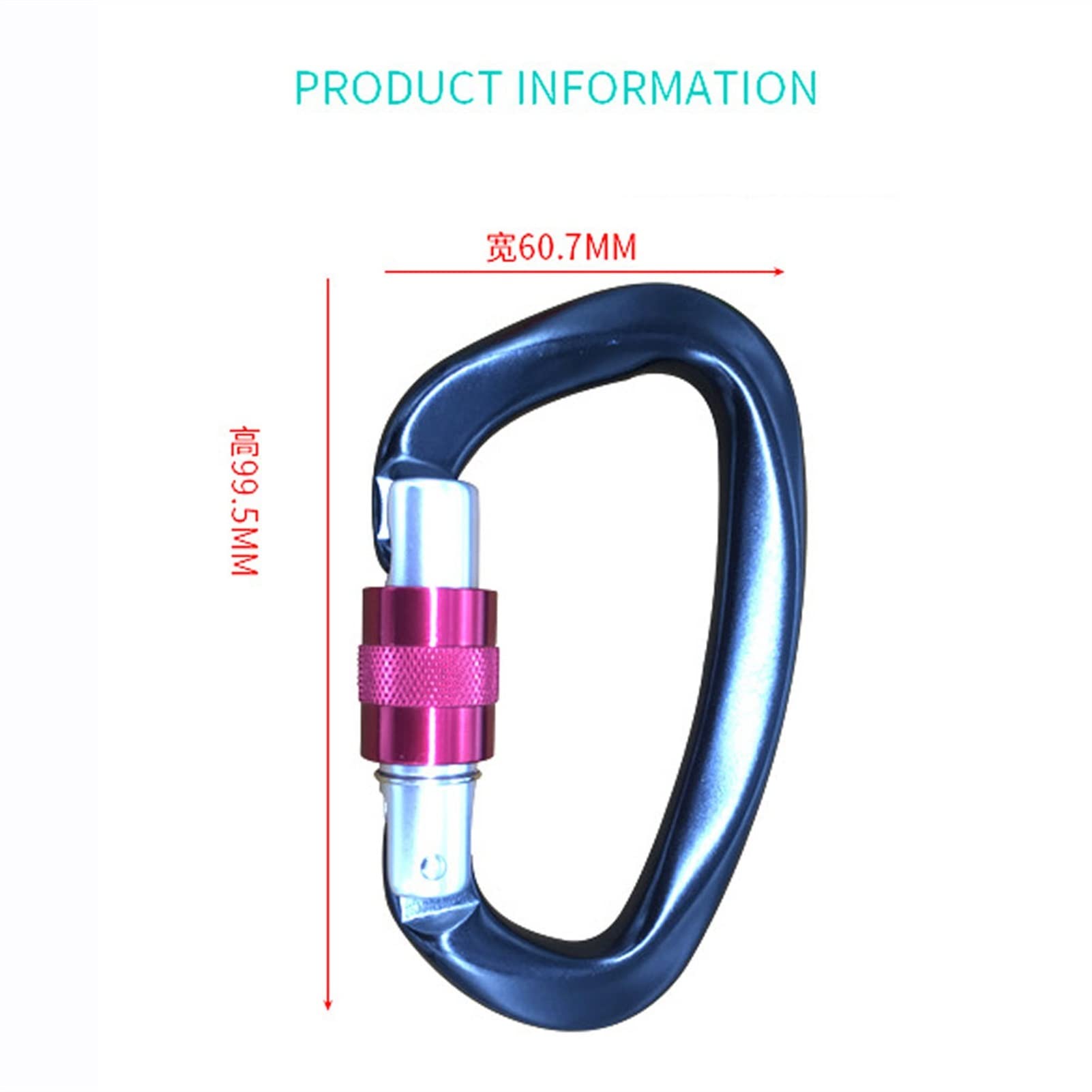 Karabinerhaken, 25KN Bergsteigen Höhlenerkundung Klettern Karabiner D-förmige Sicherheit Master Screw Lock Schnalle Escalade Ausrüstung