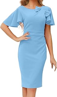 Moda Mujer Temperamento Lazo Delgado Vestido de Color Sólido Vestidos de Verano de Mujer