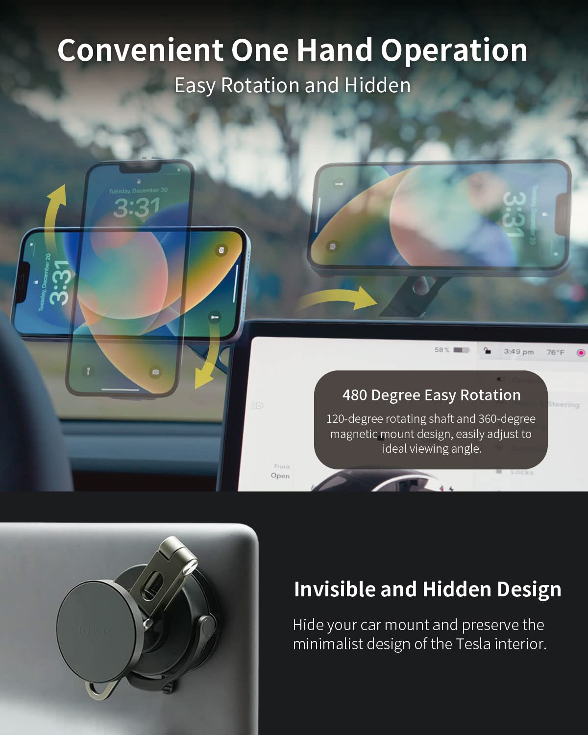 Amazon.co.jp: Jowua 6D 見えない折りたたみ式カーマウント magsafe