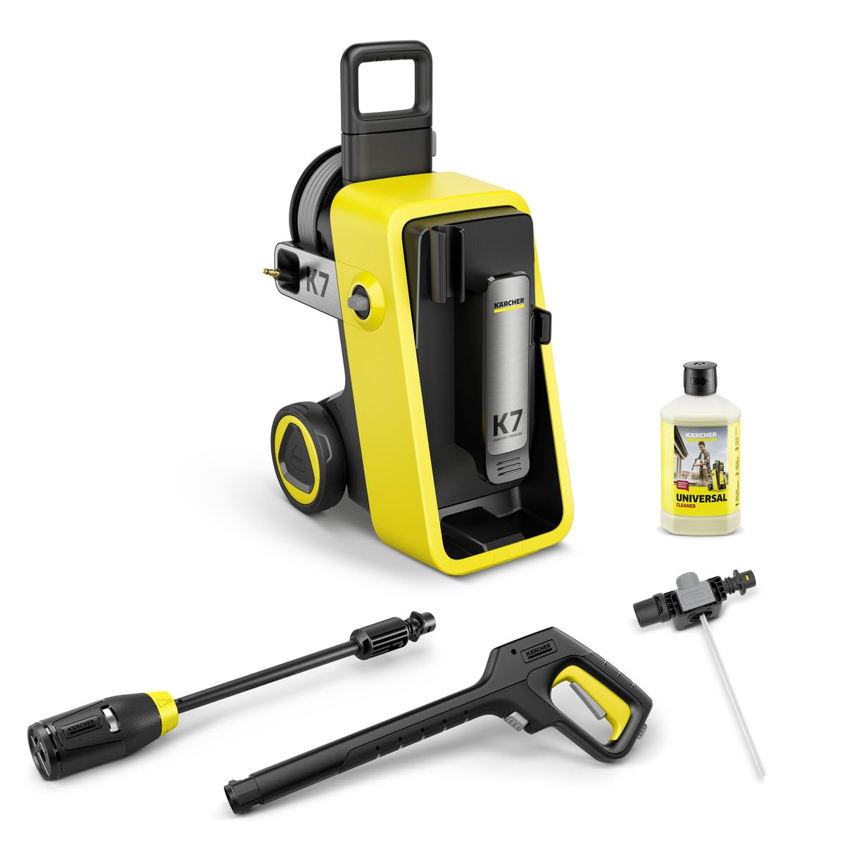 Kärcher Hidrolimpiadora de Alta presión K 7 Comfort Premium, Amarillo, Eléctrico, presión180 Bar, caudal 500l/h, Rendimiento 60m2. Pistola de Alta presión, Manguera Alta presión 10m