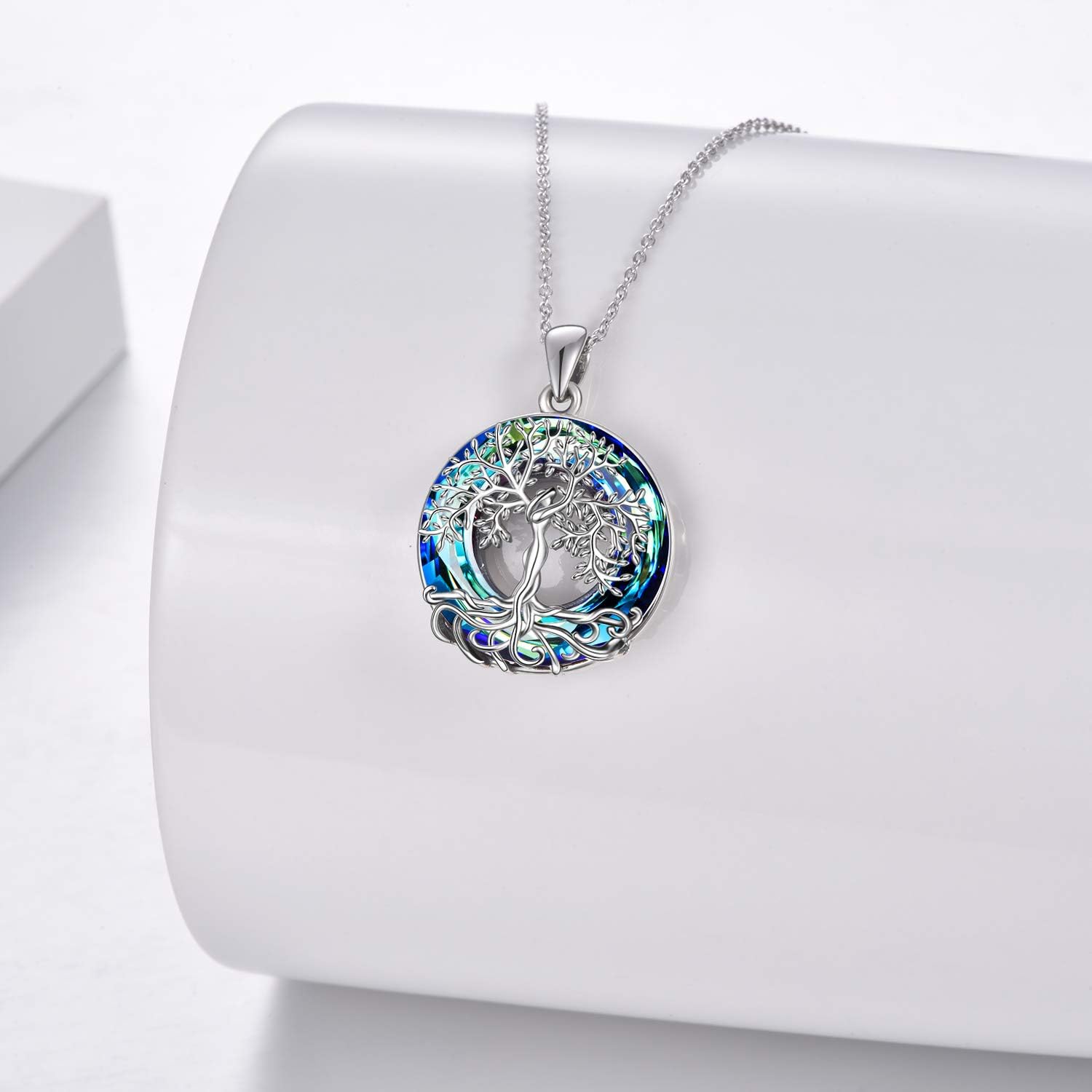 ONEFINITY Tree of Life Necklace for Women Sterling Silver Abalone Shell Crystal Tree of Life Pendant Necklace Family Tree Jewelry for Mom Daughter Sister Girls Christmas Gifts - Image 2