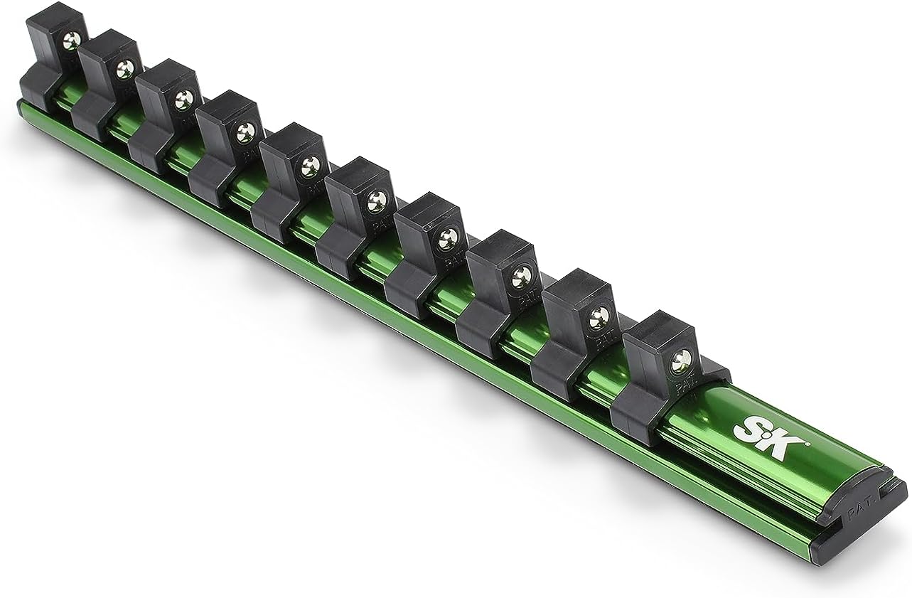 SK Tools USA 1/2" Drive, 10 Clips, 12" Long, Magnetic Socket Rail | M1210