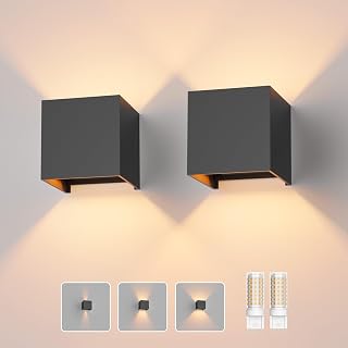 Klighten 2 x Outdoor Lamp with Replaceable G9 LED Lamp, Warm White, 3000 K, Alumini…