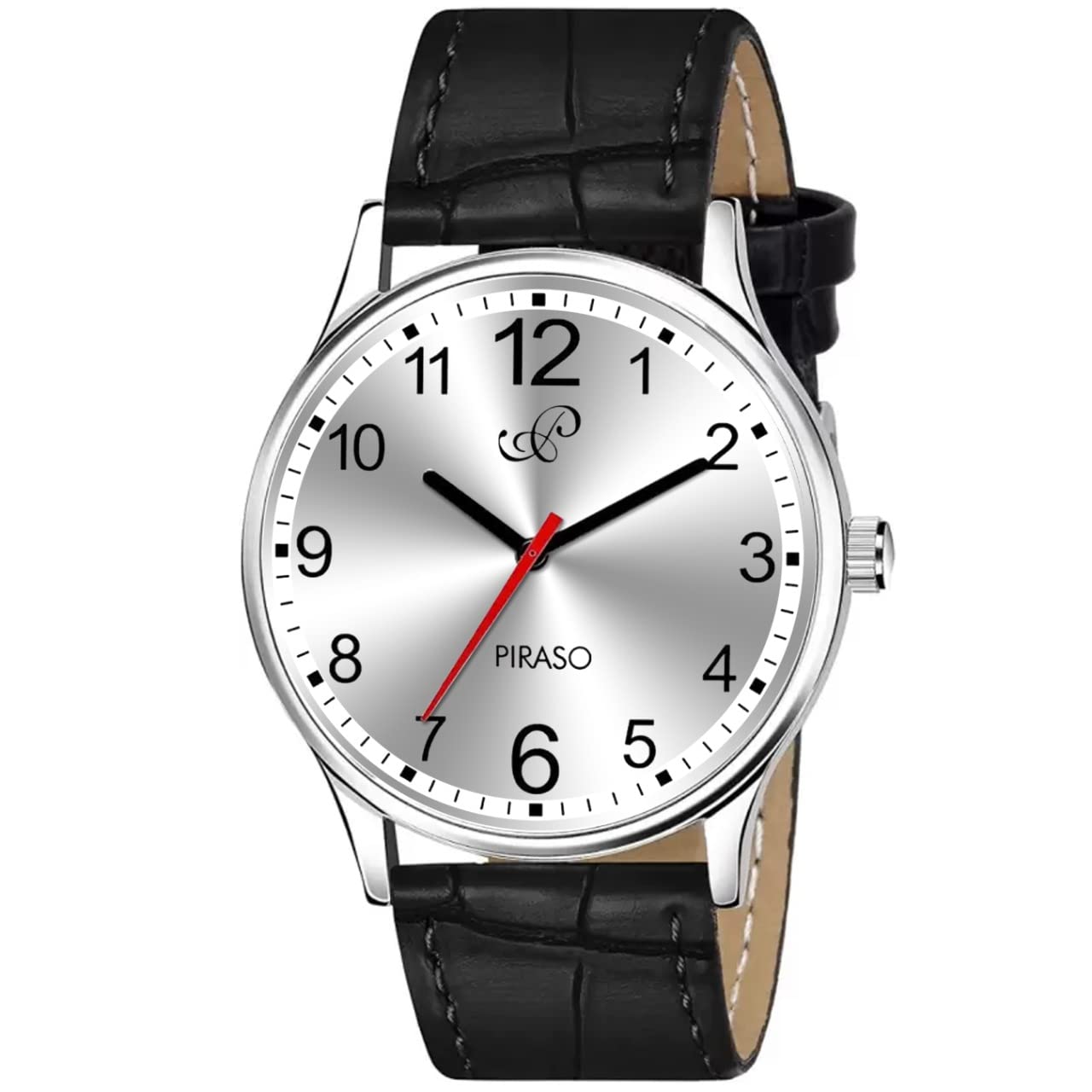 PIRASO Silver Dial & Black Strap for Men & Boy Analog Watch (B0BN8J7ZY1) Amazon Price History, Amazon Price Tracker