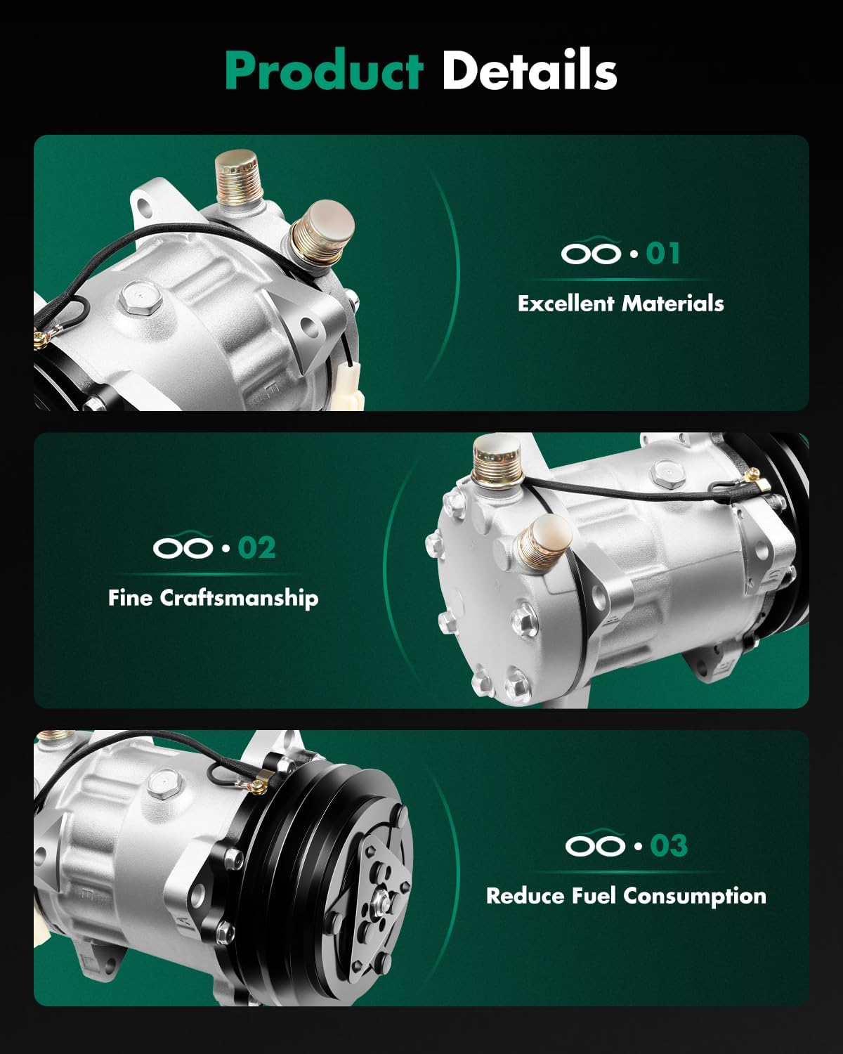 SCITOO AC Compressor fit for Hyundai for Excel 1.5L 1986-1989, Air Conditioning Compressor fit for Peterbilt for 379 14.6 1995, for Volvo for 960 2.9L 1994 CO 4647C 2259344000 ABPN83304062