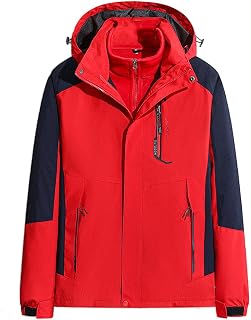TienNew Unisex 3 in 1 Water Resistant Jacket - Adjustable Hood Mens Coat, Detachable Inner Fleece Rain Jacket, Pockets -Winter Clothing for Walking, Travel(pack of 2)