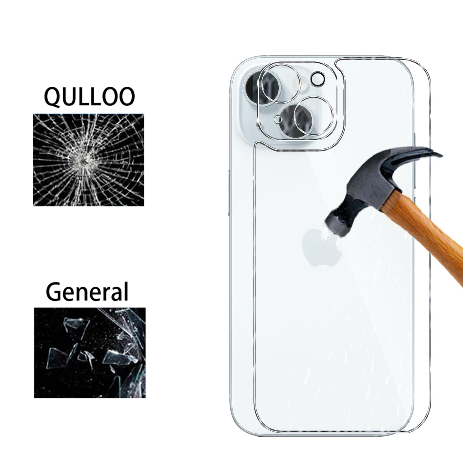 QULLOO Back Pellicola per iPhone 12 Pro Max 6.7, Pellicola Protettiva Posteriore Full Coverage Vetro Temperato Anti-graffio Copertina Completa Durezza per iPhone 12 Pro Max 6.7-2 Piezas