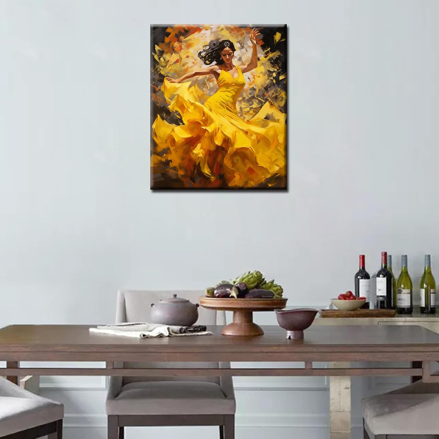 Tucocoo Flamenco Female Dancer in a Yellow Dress DIY Paint by Numbers for Adults Passionate Women DIY Oil Painting Acrylic Paint Art Painting Kits Canvas with Acrylic Paint 16x20 Inch （DIY Frame ）