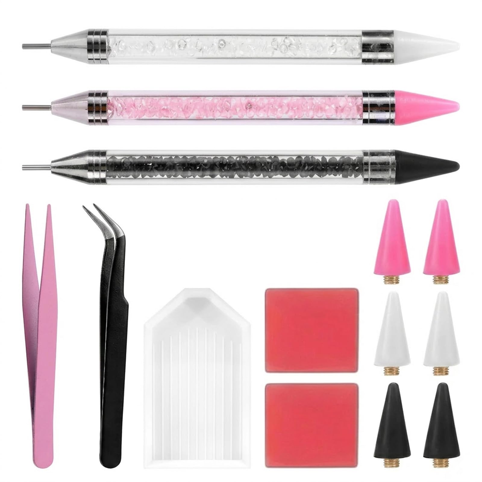 Rndqw 14Pcs Bedazzling Pen Set, Wax Picker & Tweezers for Crystals Crafts
