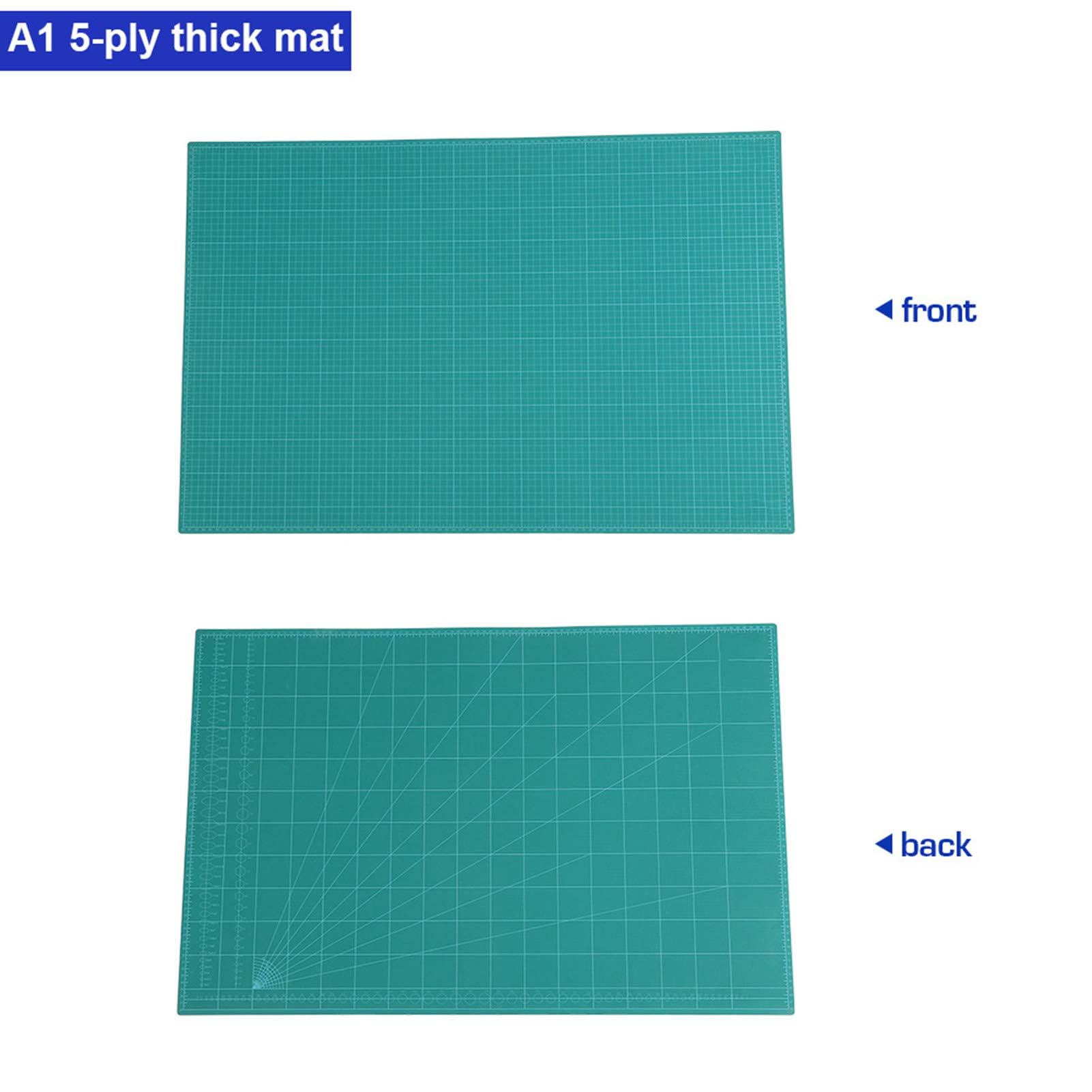 A1 Schneidematte, 60 x 90 x 0,5 cm 5-lagiges Dickes Selbstheilend PVC Schneideunterlage Schreibtischunterlage mit Doppelseitiges Design für Zwecke Schreiben Malen Schnitzen Grün