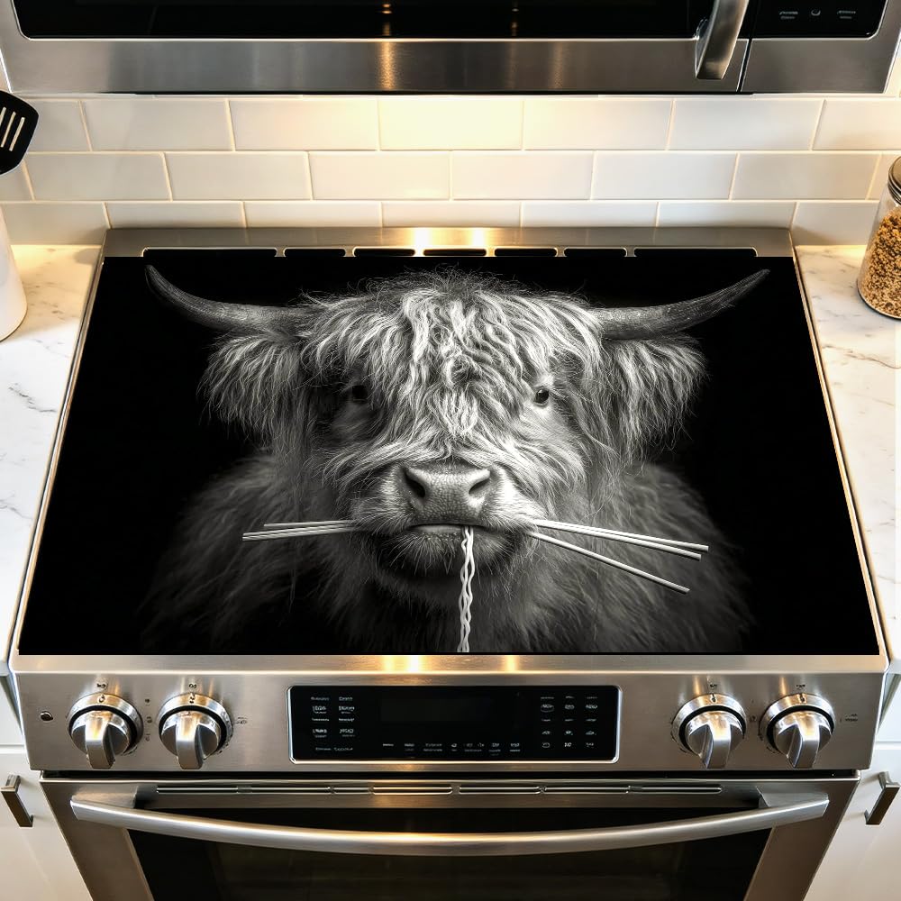 Highland Cow Stove Top Cover for Electric Stove, 28.4 x 20.5 in.