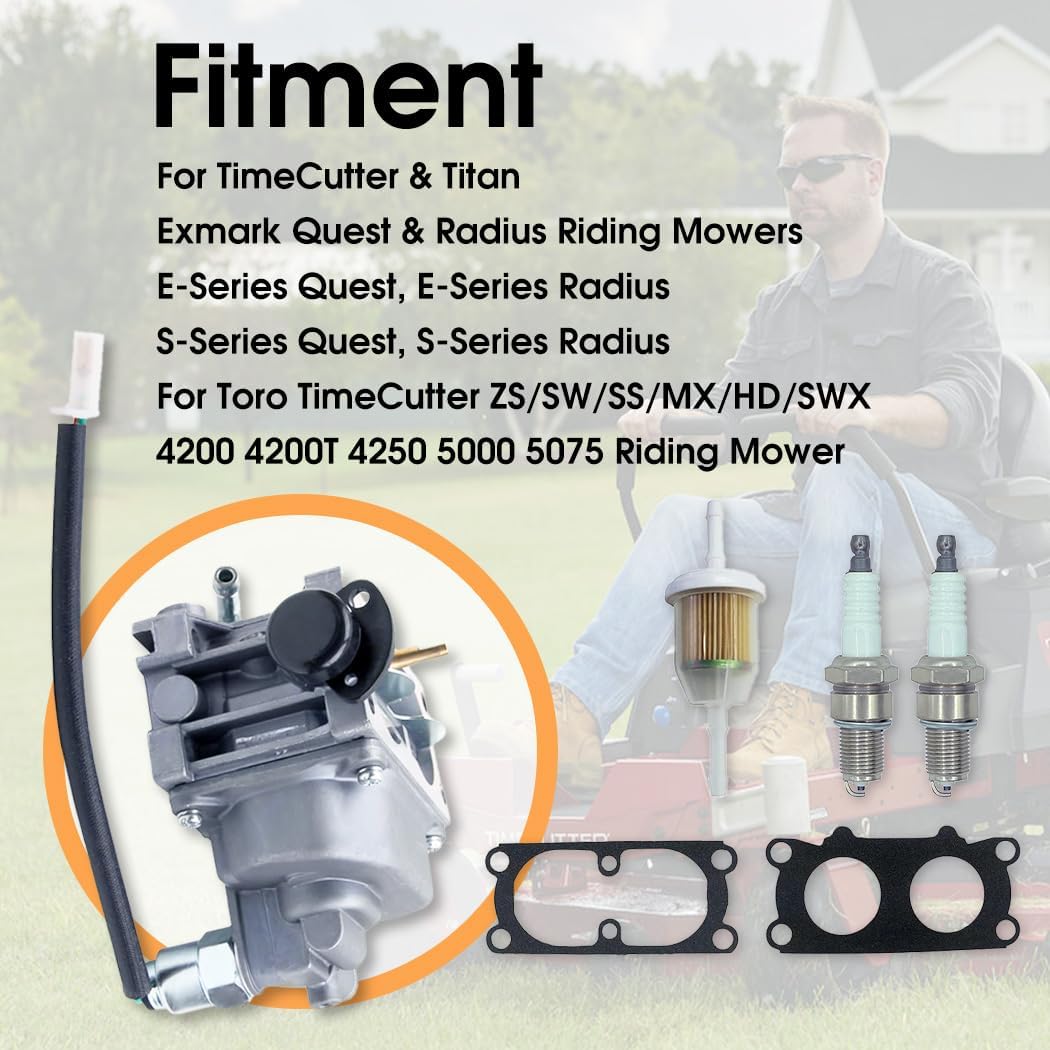 127-9289 Carburetor Compatible with Toro TimeCutter ZTR & E S-Series Quest & S-Series Quest replaces 136-7840 136-7842 with Gaskets Shut-off Valve Carburetor kit