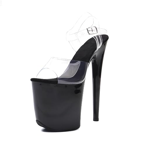 WUXIN H&P 8 Inch Platform Sandals Heel Stiletto for Women, Exotic Dance Shoes, Sexy Evening Party Heels - 8 - Black