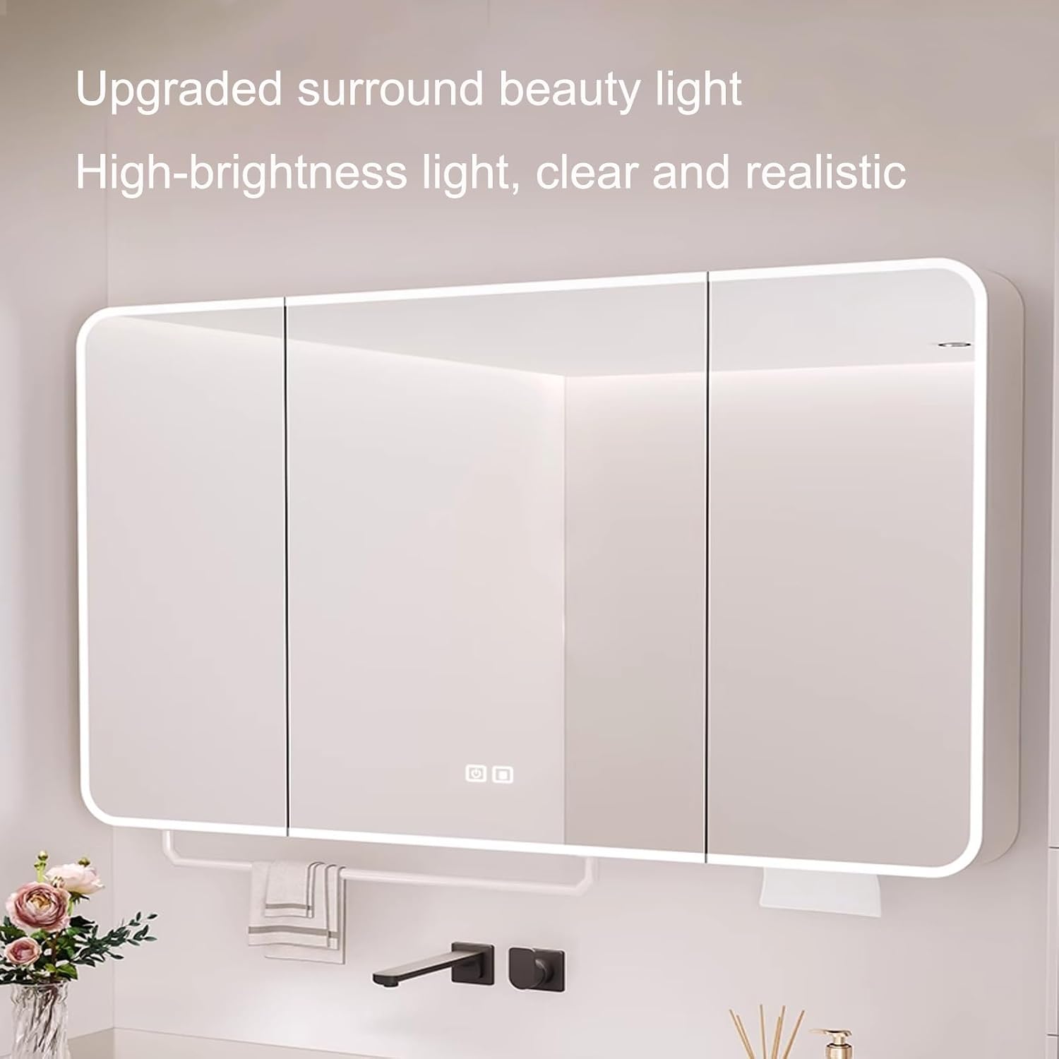 Led Bathroom Mirror Cabinet with Touch Switch | Wall-Mounted Storage Cabinet with Shelves | Spacious 70X70 Cm Nizer for | Modern Home Decor,One Colour-70 * 70cm/27.5 * 27.5