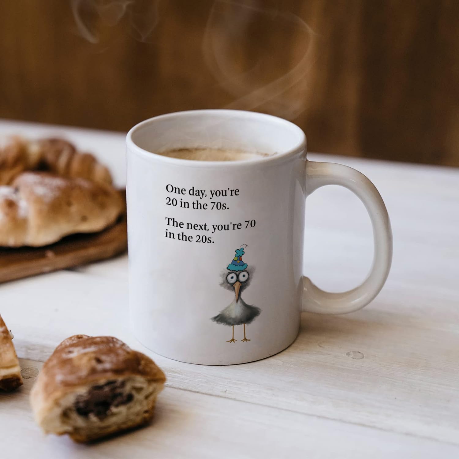 COLINHELIN Funny 70 Years Old Birthday Gift, Humorous 70th Birthday Coffee Mug Gift for Dad Mom Grandpa Grandma Uncle Friend, Ideal 1956 Bday Gift for Women Men, 11oz White Ceramic Cup