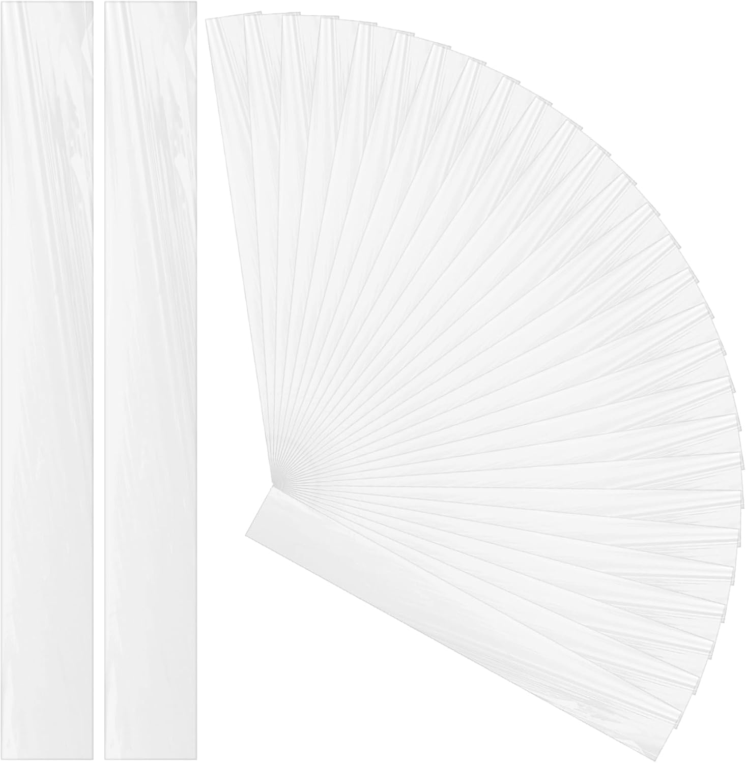 100-Pack Flat Open 6x50 Inch Extra Long Plastic Sleeves, Narrow Poster Bags, Plastic Blueprint Bags Waterproof Tube for Storage Clear Unsealed