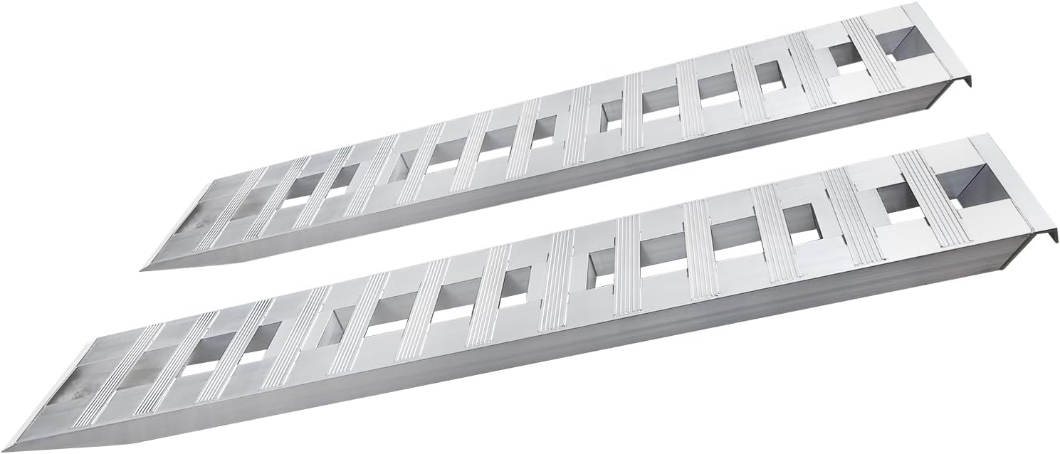 Aluminum Ramp, 2PCS 80 * 15in 6000LBS Capacity Car Auto Trailer Ramp Foldable Loading Truck Ramps Heavy Duty Motorcycle Ramps Portable Loading Tools with Treads for Dirt Bikes Mini Trailers ATVs