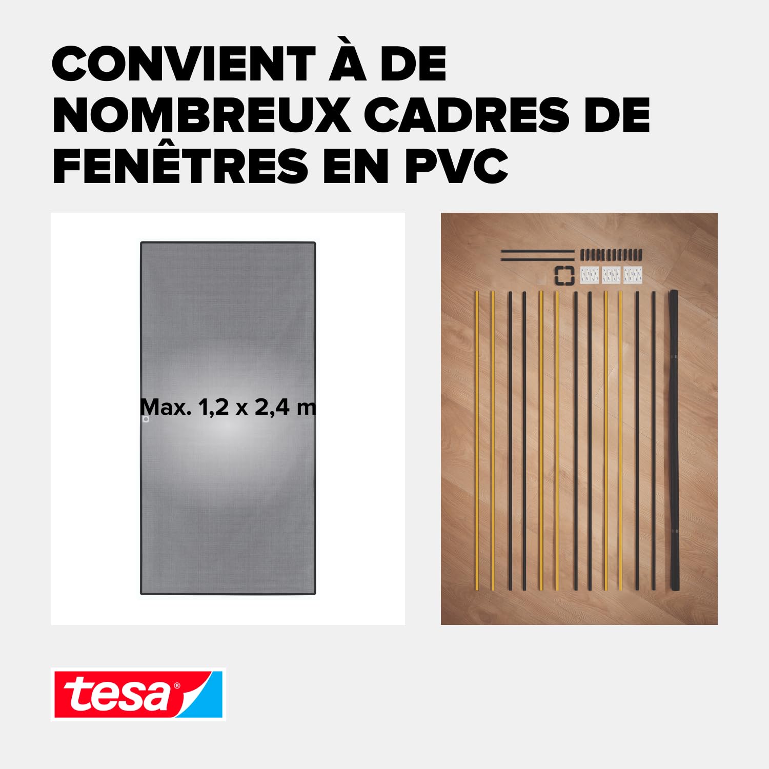 tesa Insect Stop Moustiquaire à Clipser - Grande Fenêtre - 1,2 x 2,4 m
