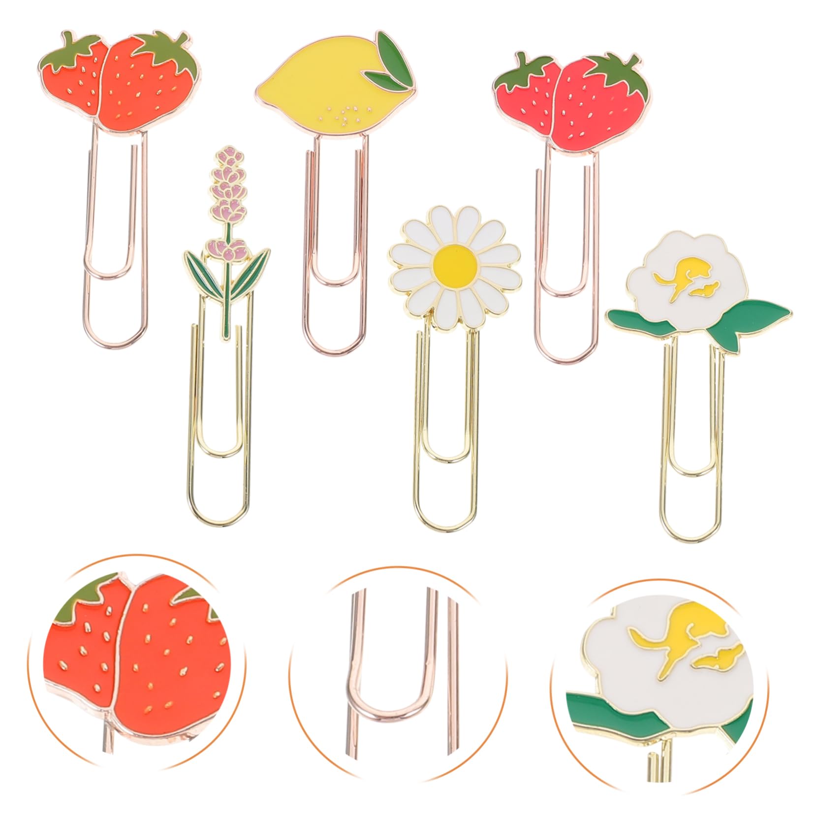 Uonlytech 4 Set Clip Carta Metallo Clip Decorative Per Ufficio E Delicate Per Documenti Adatte Per Biglietti Visita E Quaderni 6 Pezzi*4