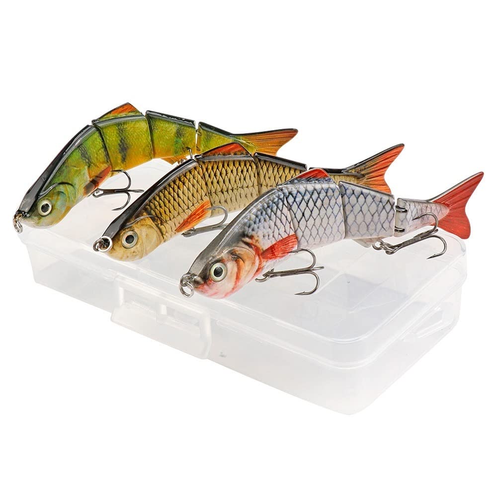 3pcs/Los 16G 12 cm sinkend 4-segmente lebensechte Fischerei Köder Wobblers Sets von Ködern Swimbait Hartköderfischen (Color : Set A)