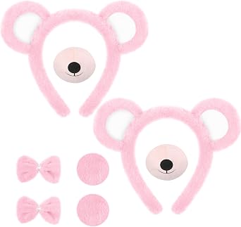 8 Pcs Carnival Bear Costume for Kids Adult Bear Ears Headband Tail Nose Animal Accessory for Boy Girl