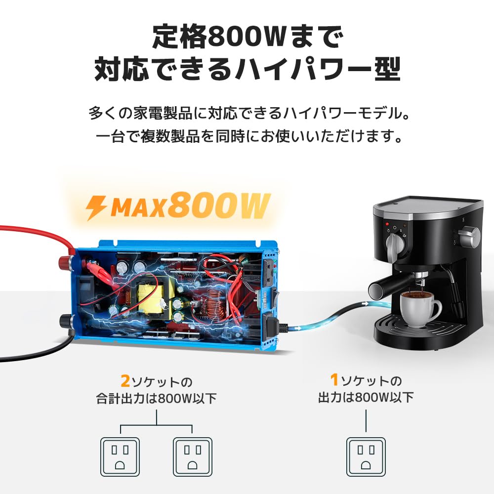 Amazon.co.jp: LVYUAN 正弦波インバーター 12V/800W(瞬間1500W) DC12V