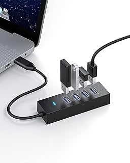 USB 3.0 Hub, 4-in-1 USB-C Hub5Gbps USB C Splitter USB C Port Expander for Laptop, Xbox, Flash Drive, HDD, Console, Printer, Camera,Keyborad, Mouse