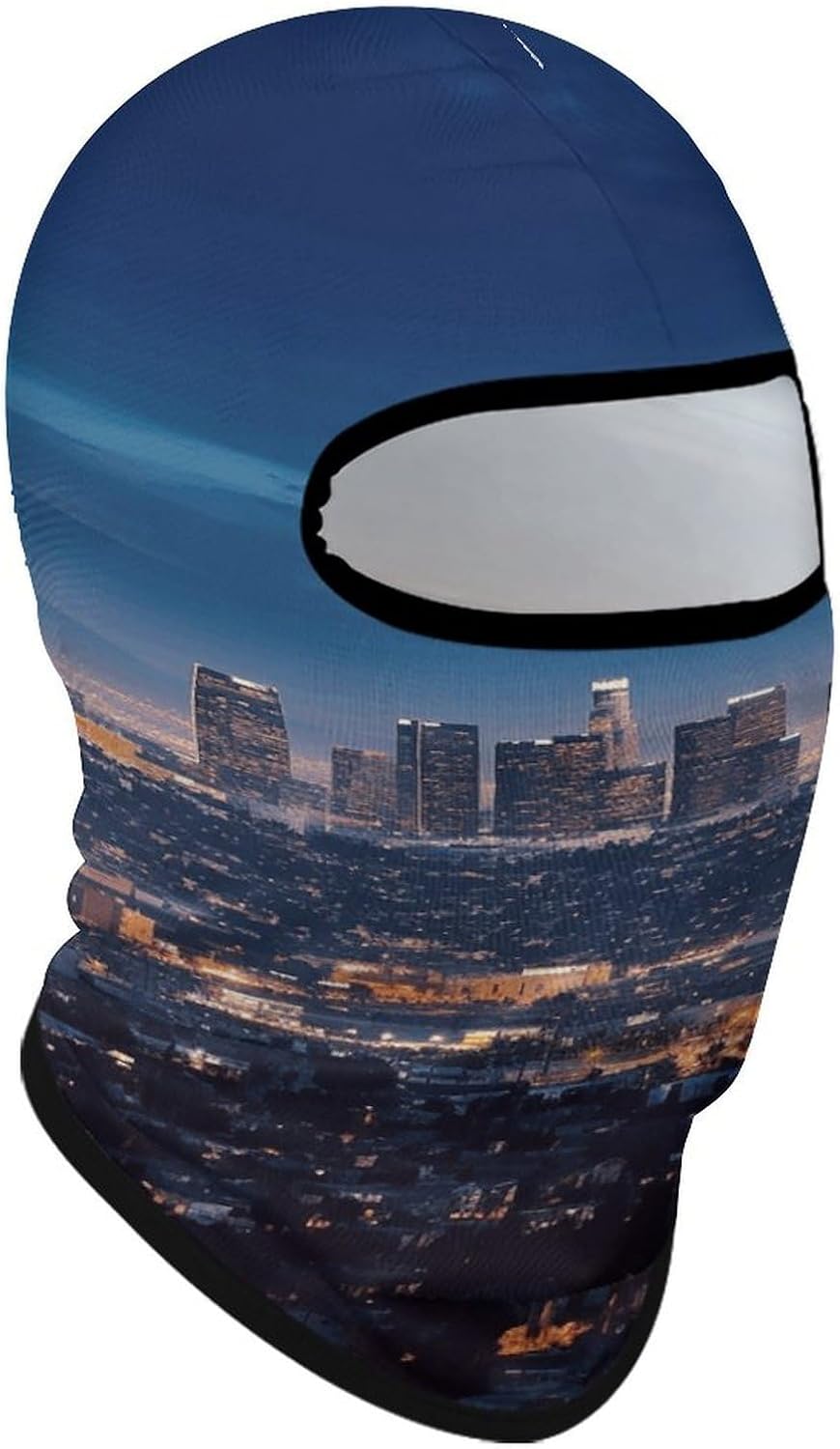 Balaclava Face Mask for Men Women Sun Protection Full Face Cover | Breathable Los Angeles Skyline Full Face Mask Windproof Ski Mask Motorcycle Helmet Lining for Outdoor Sport Cycling