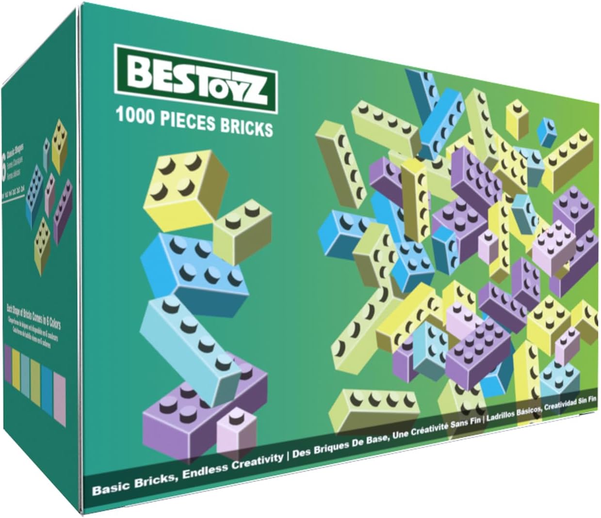 Building Bricks 1000 Pieces in Pastel Colors, Classic Building Blocks Toys & Gifts for Boys & Girls Aged 4+