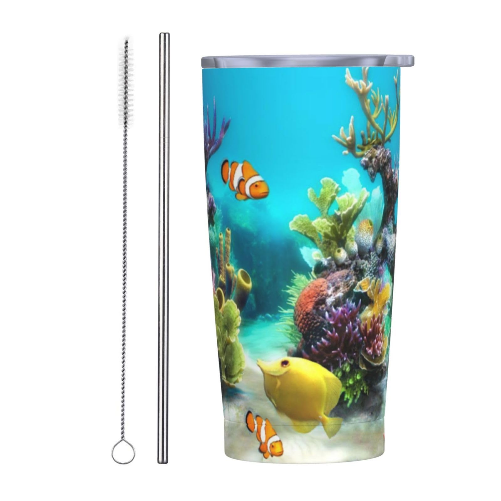 Tazza termica portatile della tazza dell'automobile della tazza dell'acciaio inossidabile stampata del pesce tropicale