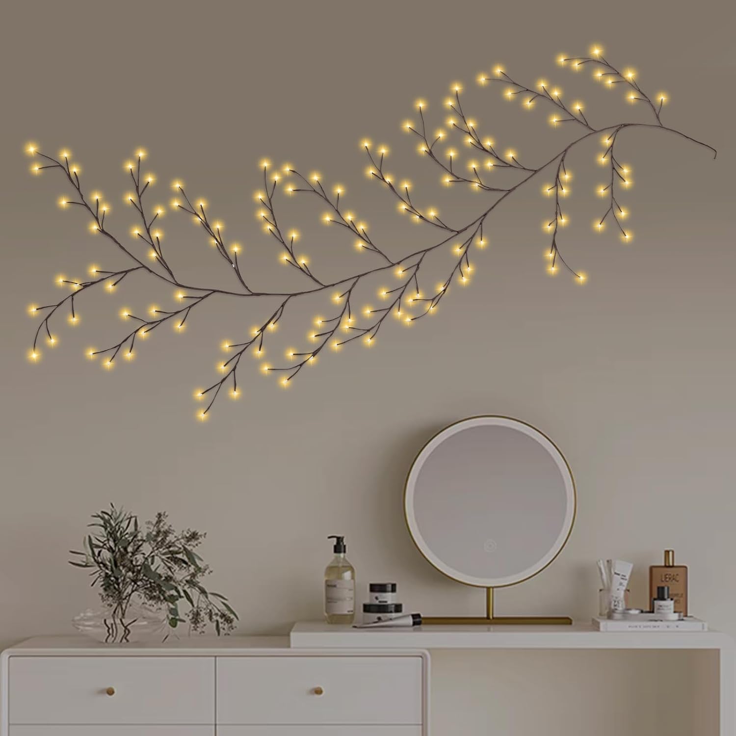 Decoration LED Light, Artificial Tree Branches Light, Vine-Shaped LED Light for Rooms, Courtyards, Streets, Balconies, Shops, 6.56ft