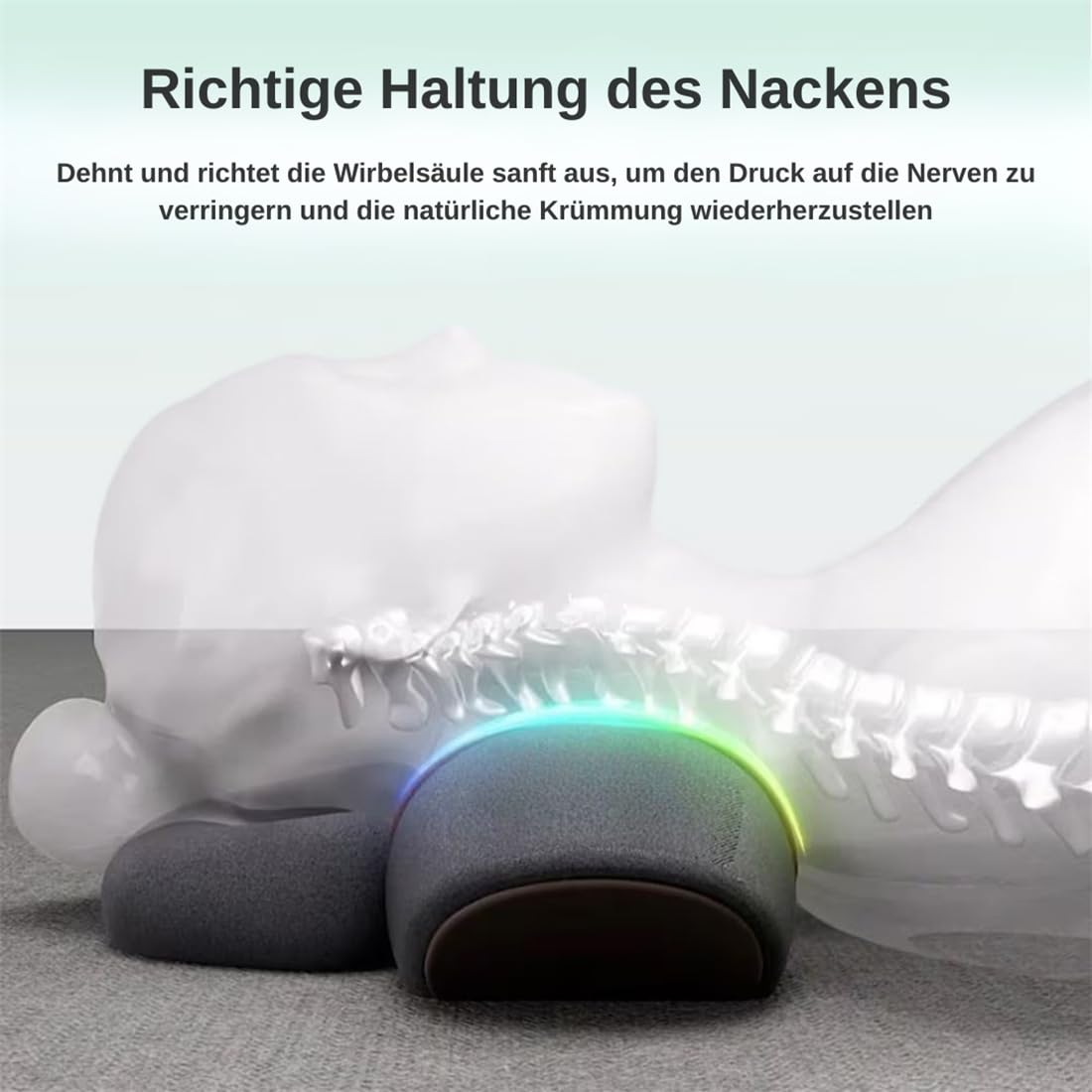 3-in-1 Elektrische Nackenmassagegerät – Sofortige Schmerzlinderung, Natürliche Halskrümmungs-Wiederherstellung & Stressabbau – Ideal für Büro, Zuhause & Familien (Massage, Dehnung & Wärmetherapie)