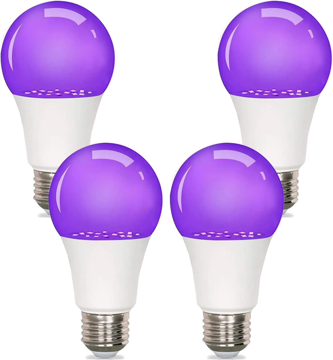 4 Pack A19 LED Black Light Bulb 9W, UV Blacklight Bulb Replace 100W, UVA 385-400nm, E26 Base 120V, Party Halloween Glow Decor,Blacklights Bulbs Non-Dimmable
