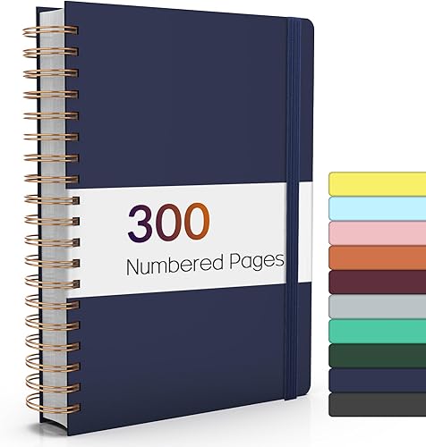 Forvencer Cuaderno rayado en espiral con 300 páginas numeradas, diarios gruesos con rayas universitarias B5 para escribir con papel de 3.53 ozm,