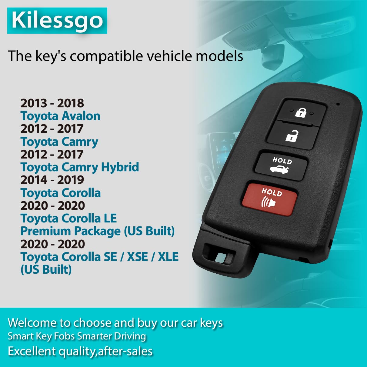 Key Fob Replacement for Smart Proximity HYQ14FBA 2012-2020 Toyota Corolla Avalon Camry GNE 281451-0020 Board 315MHz 4 Buttons