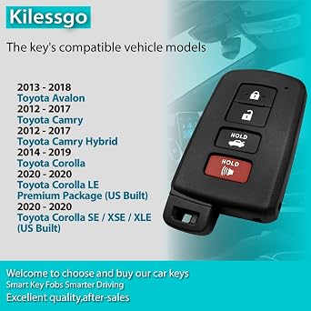 Key Fob Replacement for Smart Proximity HYQ14FBA 2012-2020 Toyota Corolla Avalon Camry GNE 281451-0020 Board 315MHz 4 Buttons