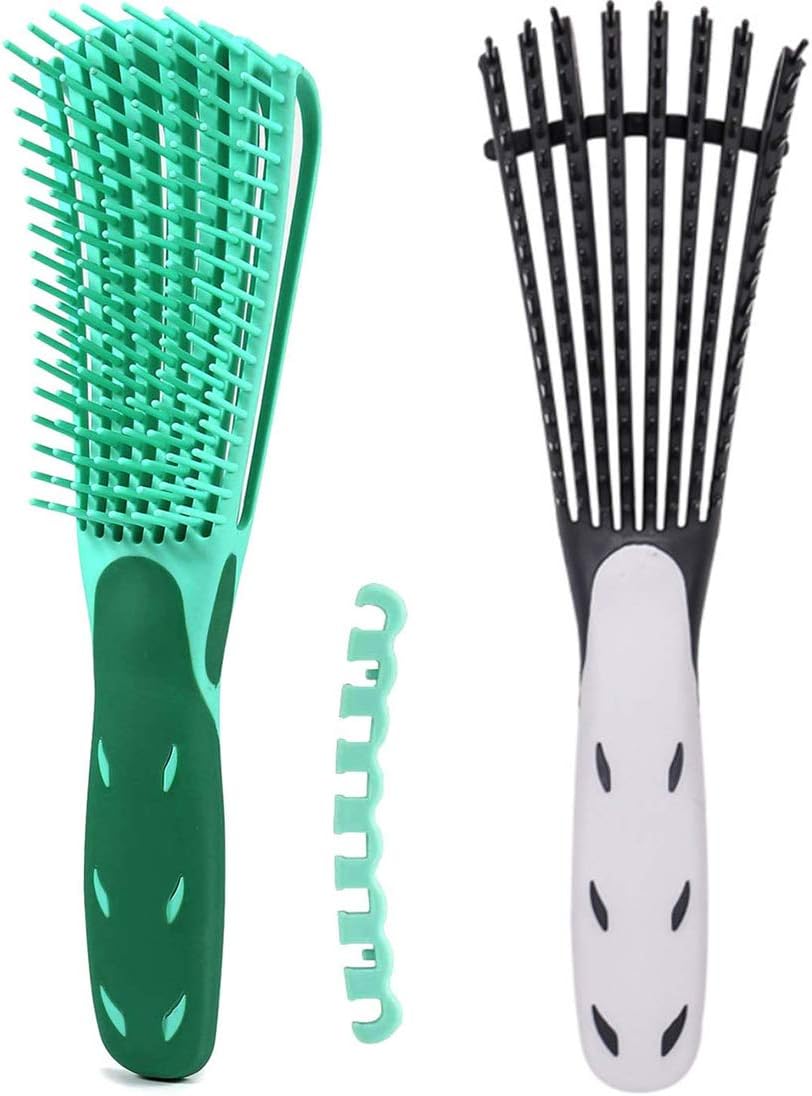 2 Pack EZ Detangler Brush, Detangle Hair Brush for Natural Hair-Detangler for Afro Hair 3a to 4c Kinky Wavy, Curly, Coily Hair, Detangler Hair Brush Detangling Drush Easily with Wet/Dry
