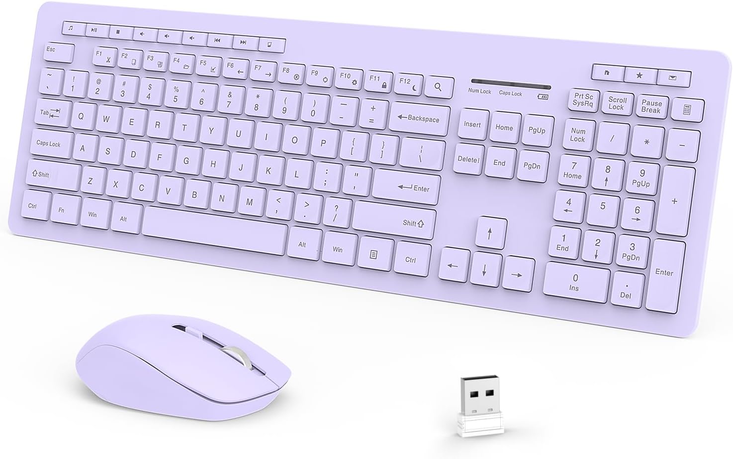 seendaWireless Keyboard and Mouse Combo, 2.4GHz Cordless Quiet Keyboard Mouse with USB Receiver, Full Size Cute Purple Combo, Compatible for Windows Laptop Computer Desktop PC, Purple