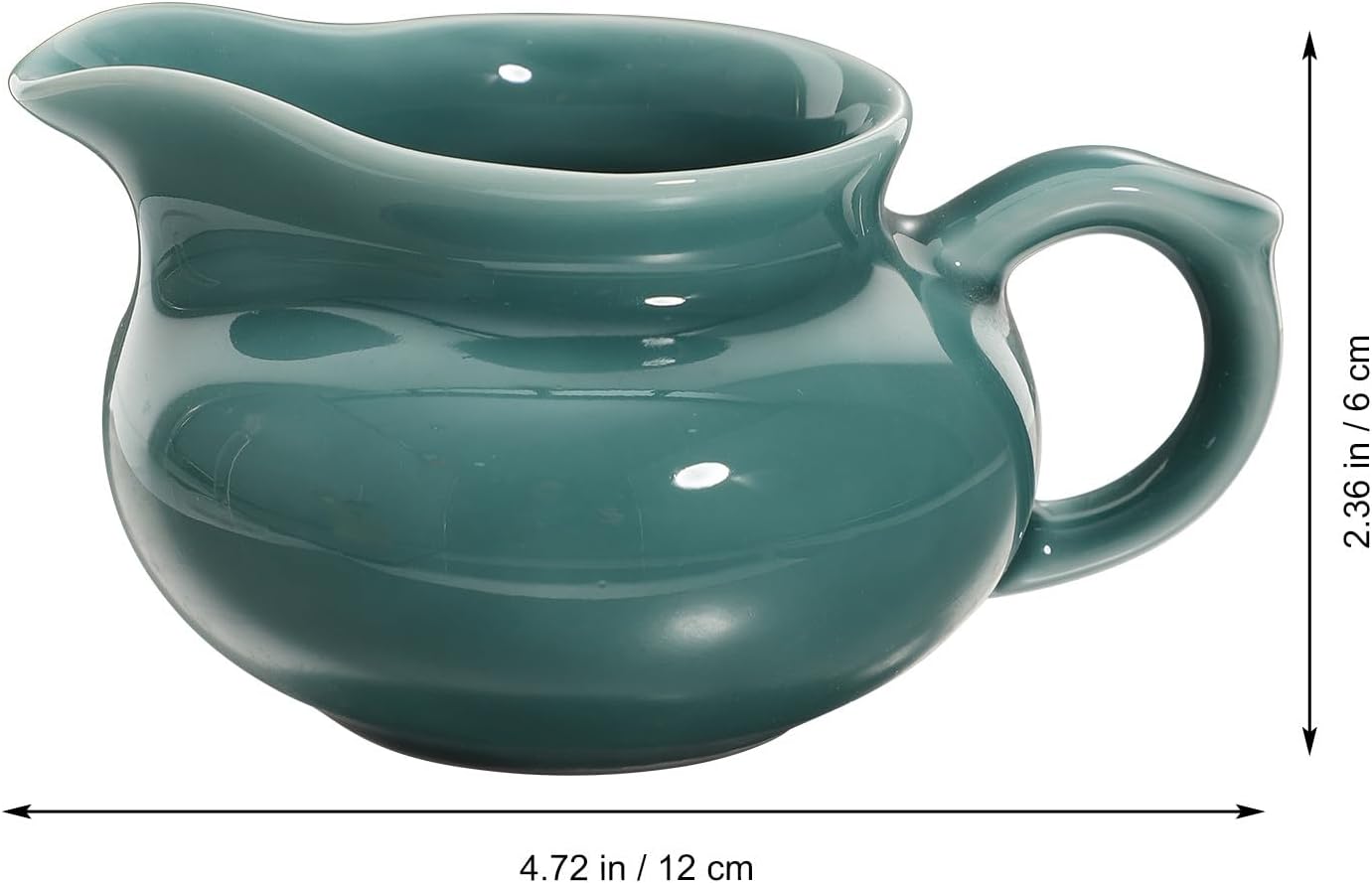 Ceramic Gravy Boat with Handle, Multi-function Sauce Cup for Household Condiments, Emerald Colored Milk Pitcher Suitable for Dining and Entertaining