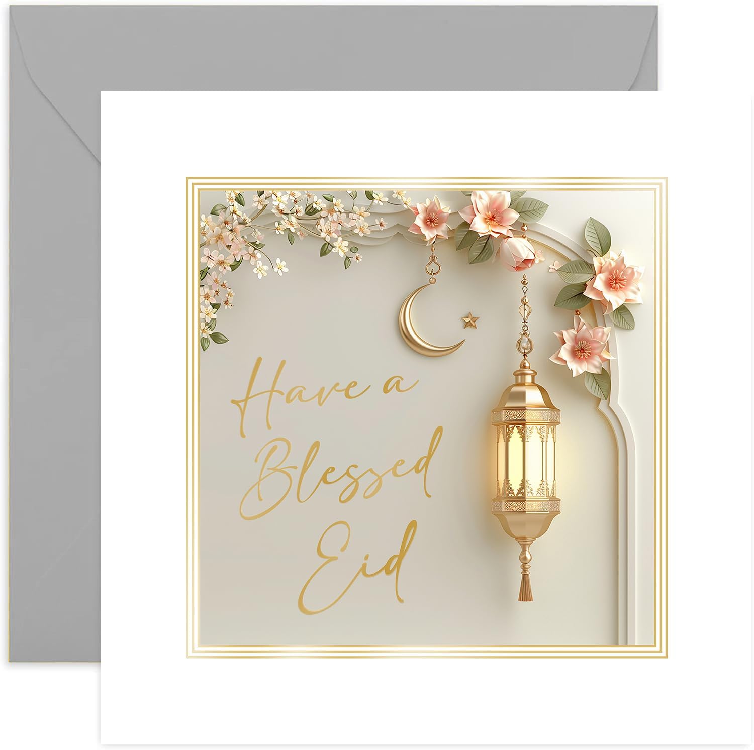 Un biglietto di auguri eid con testo arabo e uno sfondo che dice eid