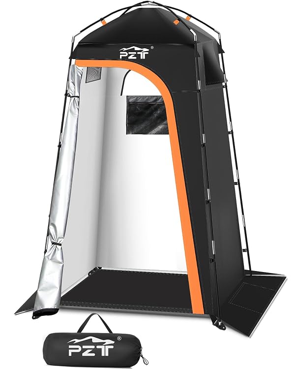 PZT Large Shower Tent, Portable Privacy Tent with Mesh Floor & Carrying Bag by PZT - Used condition - US$42.73