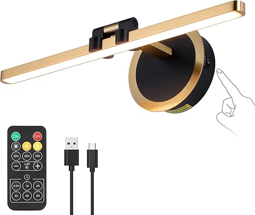 Miniatura 8 de OPMRE Moderna luz LED regulable de 15.75 pulgadas, luz de imagen de latón, la pantalla puede girar hacia arriba y hacia abajo 270 grados, 3