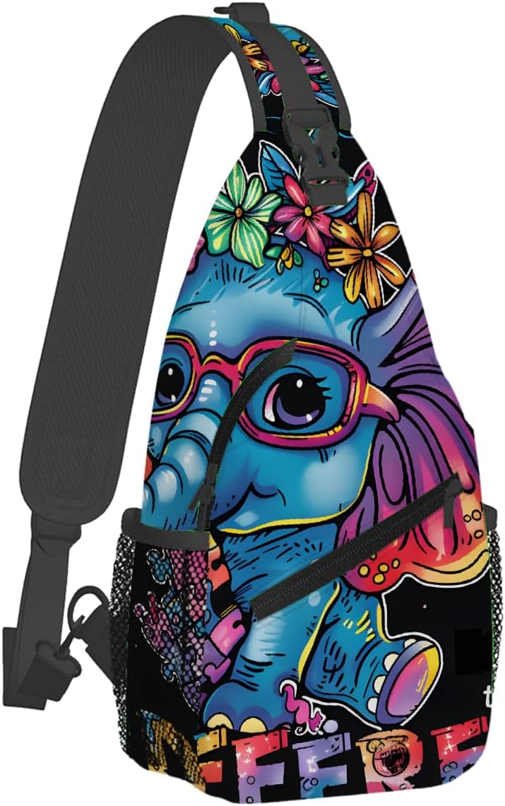 Small Animal Elephant Cartoon Sling Bag for Women Men Lightweight Chest Bag Crossbody Daypack Anti Theft Shoulder Backpack with Adjustable Shoulder Strap for Outdoors Sports Hiking Travel