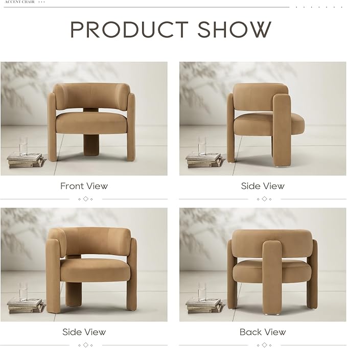 Sillón Aterciopelado Moderno Khaki miniatura 6