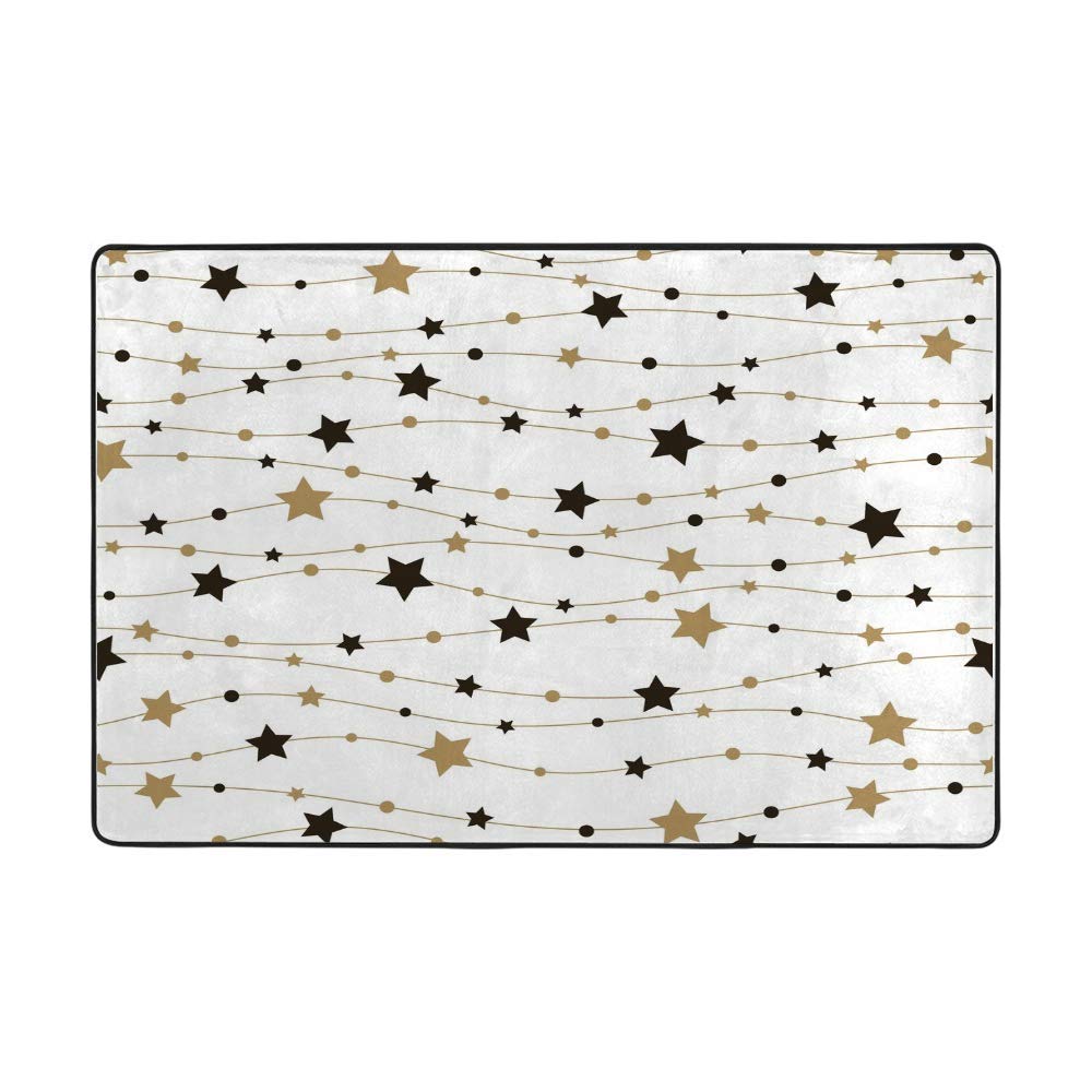 Grand tapis de sol lavable étoiles dorées pour salon et chambre