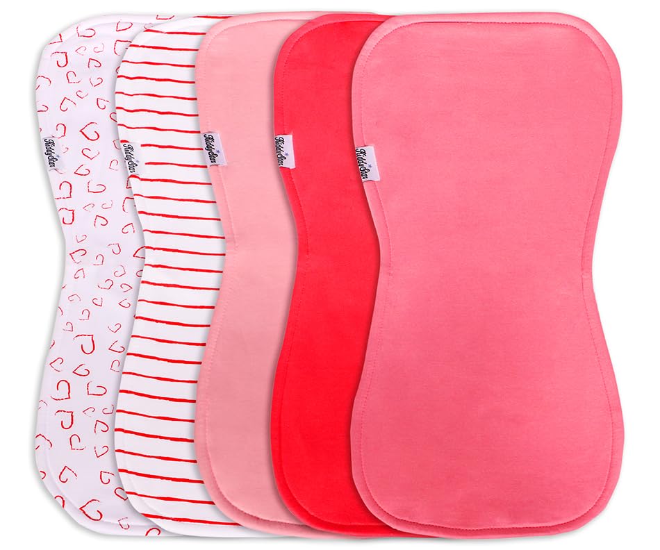 Image of KiddyStar 5-Pack Burp Cloths – Organic Cotton, Soft, Large & Absorbent 3-Layer Towels for Newborns – Essential for Feeding & Spit-Up
