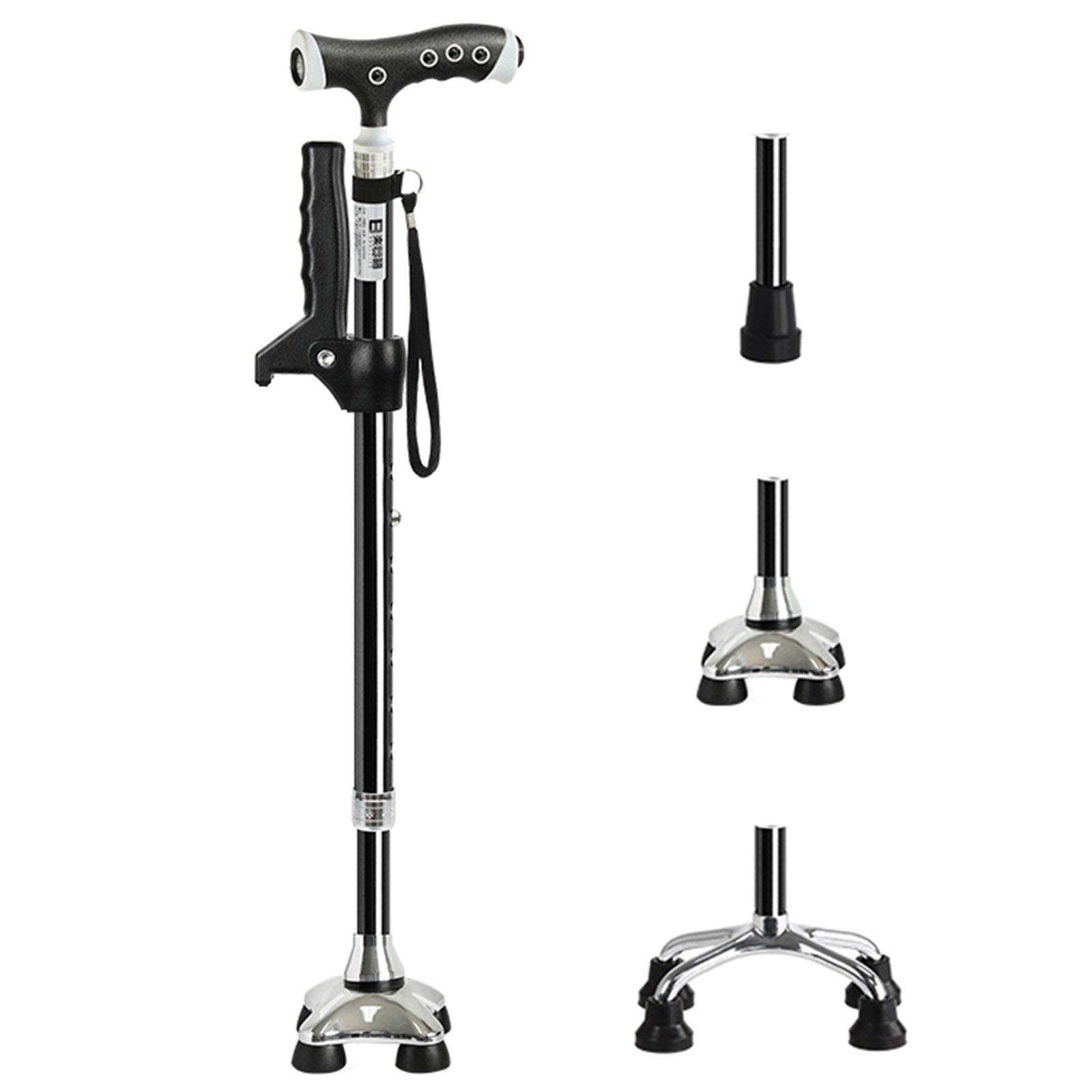 Bastones para caminar de aleación de aluminio engrosados, bastones livianos con luz LED y mango auxiliar, bastones ajustables de 10 niveles para artritis y ancianos, negro (latón) Star of Light