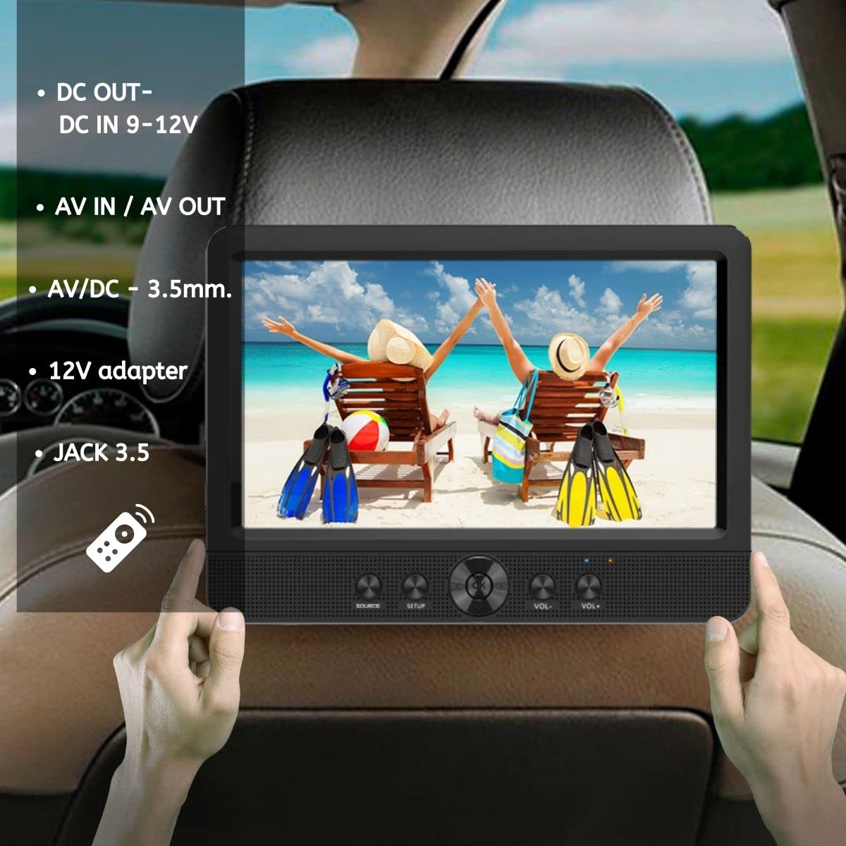 Lecteur DVD de 10'' portable BSL-10S,Lecteur de fichiers multimédia,Lecteur DVD/CD/MP3/MP4 avec USB et SD/MMC,Batterie de 2 500 mAh