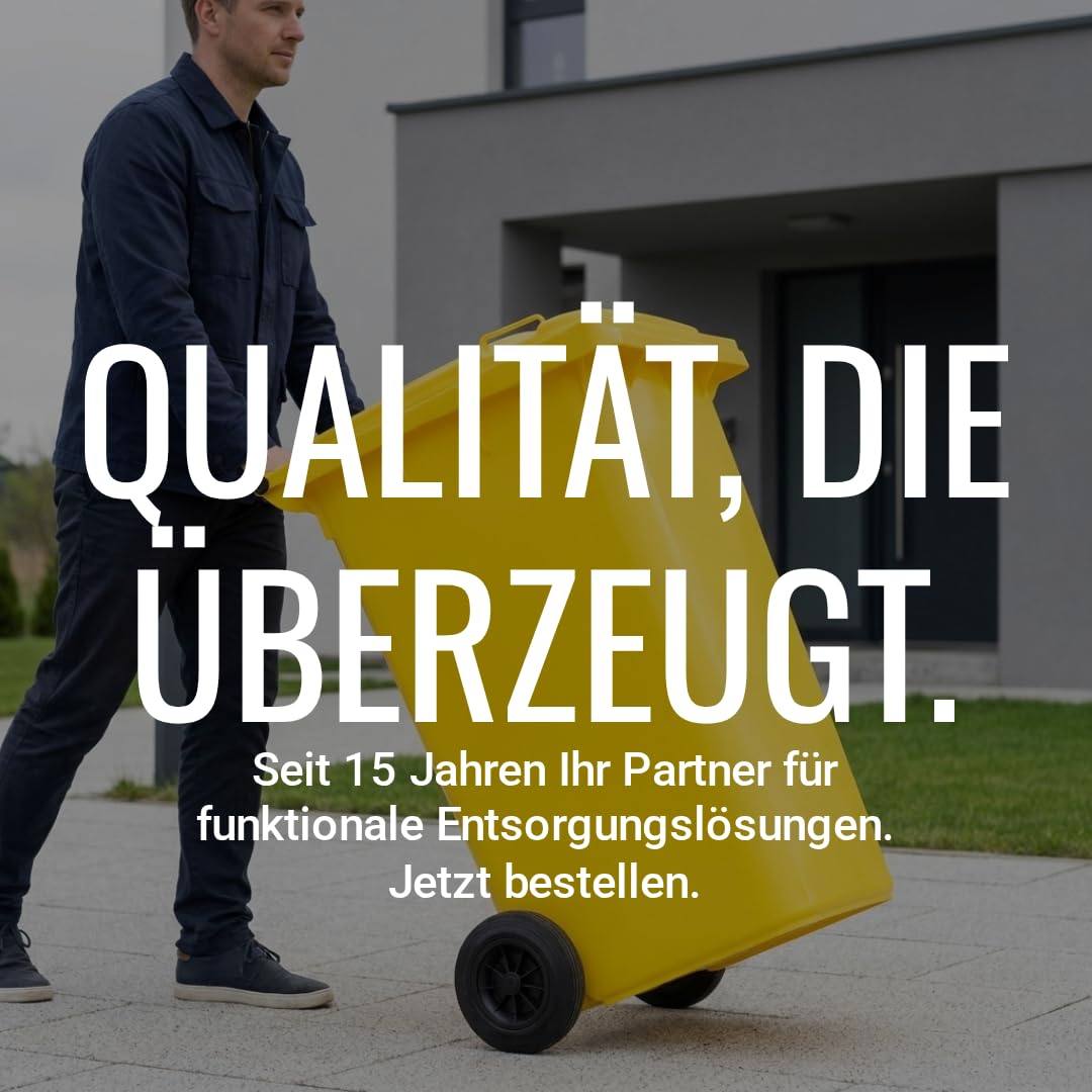 plasteo® Mülltonne Abfalltonne Reststofftonne Müllbehälter Mülleimer Made in Germany Für Straßenstellung Extra Starker Kunststoff Leichte Reinigung UV-beständig (Gelb, 2x 240 Liter)