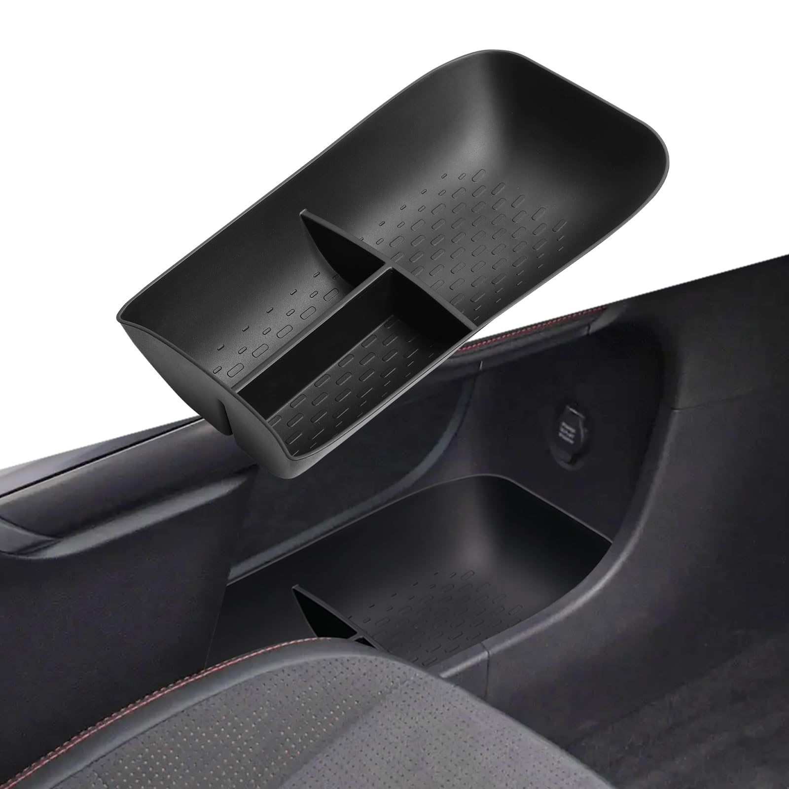 smabee Boîte de rangement inférieure pour console centrale Smart #3 - Plateau de rangement inférieur en TPE - Accessoires d'intérieur de voiture - Noir